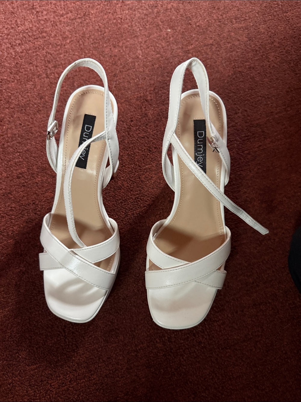 White Strappy platform heels